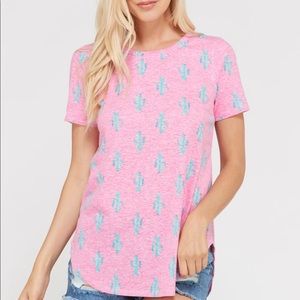 Pink Cactus Top; Plus Size